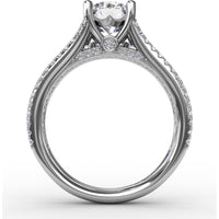 Triple-Row Pavé Diamond Engagement Ring Setting with Round Center Mounting by Fana - 0.64 Carat Total Diamond Weight