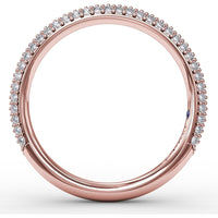 Triple Row Pavé Diamond Wedding Band with Round Diamonds by Fana - 0.53 Carat Total Diamond Weight