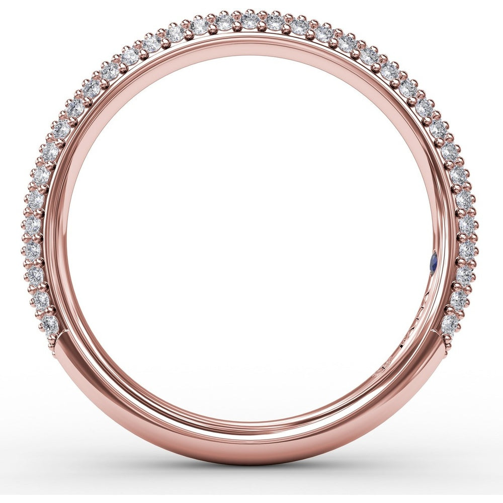 Triple Row Pavé Diamond Wedding Band with Round Diamonds by Fana - 0.53 Carat Total Diamond Weight