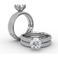 Triple Row Pavé Diamond Wedding Band with Round Diamonds by Fana - 0.53 Carat Total Diamond Weight