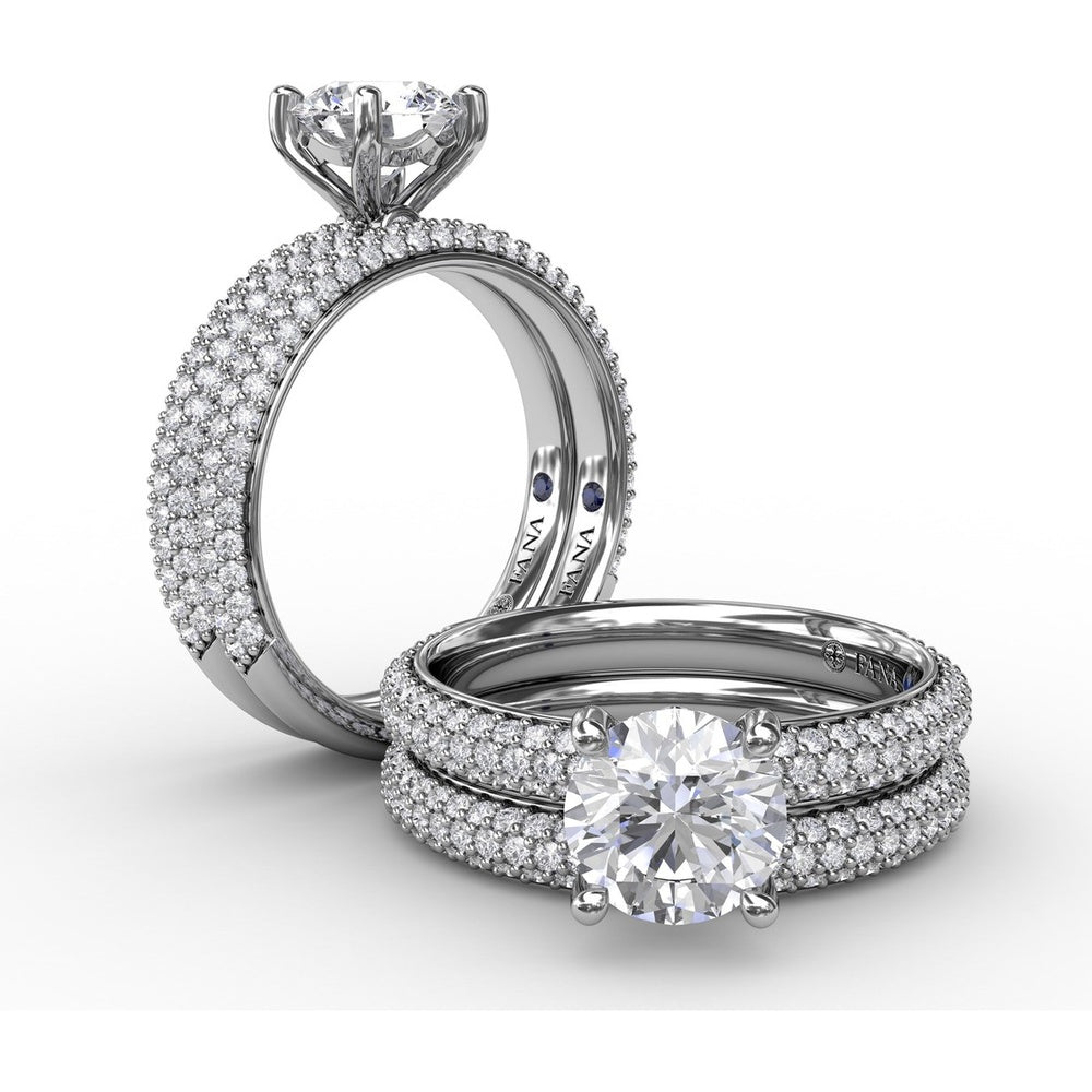 Triple Row Pavé Diamond Wedding Band with Round Diamonds by Fana - 0.53 Carat Total Diamond Weight