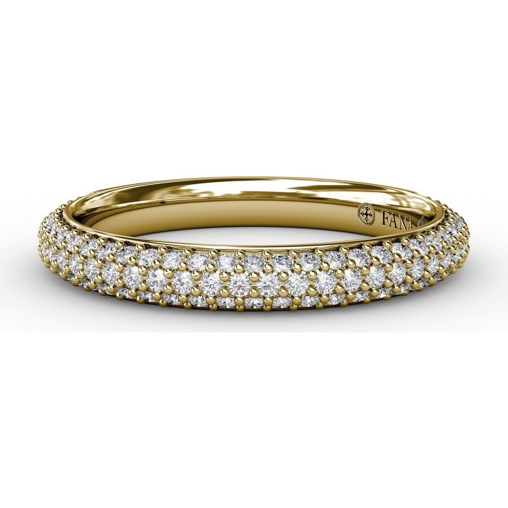 Triple Row Pavé Diamond Wedding Band with Round Diamonds by Fana - 0.53 Carat Total Diamond Weight