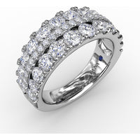 Triple-Row Round Diamond Band with Prong and Pavé Setting by Fana - 1.99 Carat Total Diamond Weight