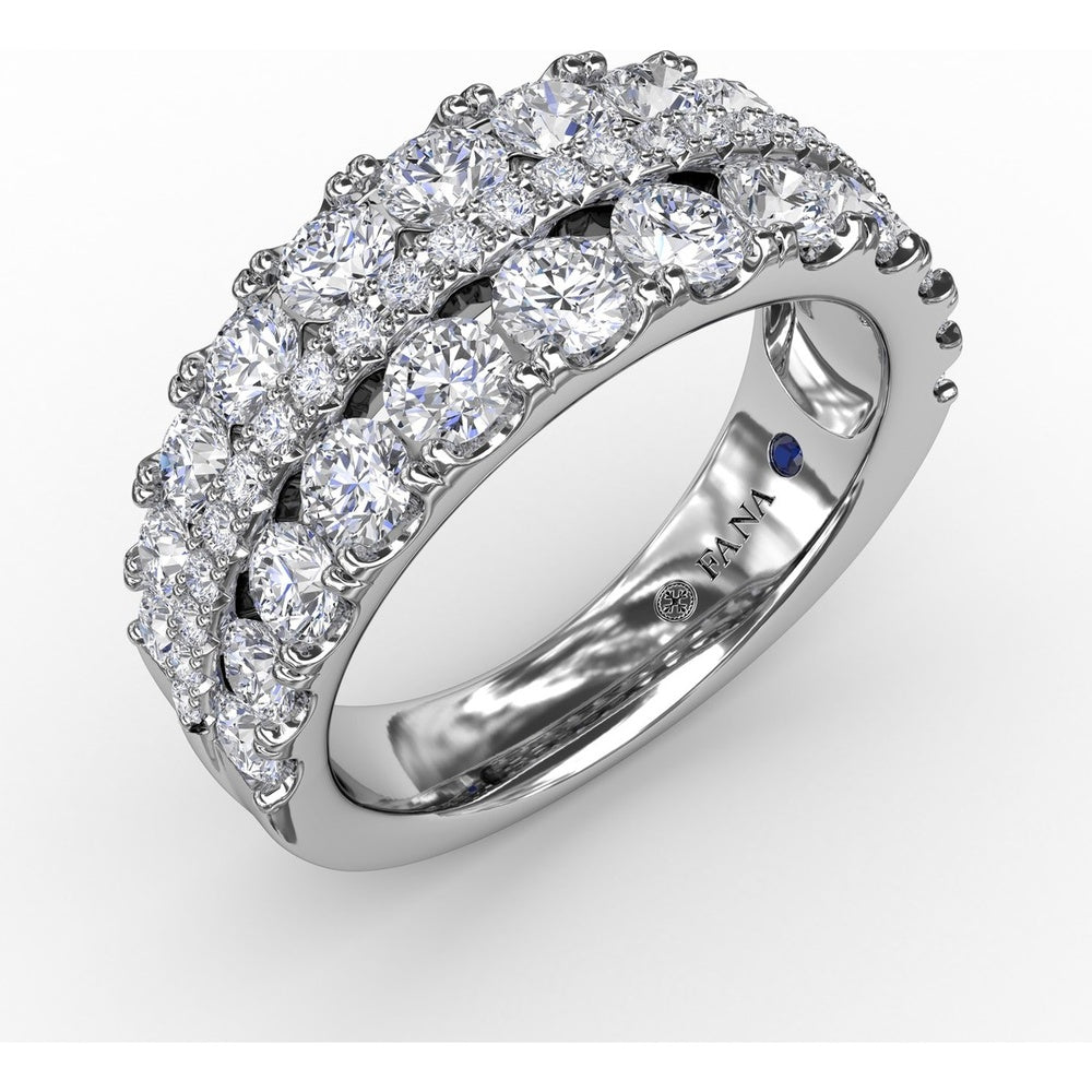 Triple-Row Round Diamond Band with Prong and Pavé Setting by Fana - 1.99 Carat Total Diamond Weight