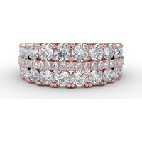 Triple-Row Round Diamond Band with Prong and Pavé Setting by Fana - 1.99 Carat Total Diamond Weight