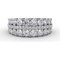 Triple-Row Round Diamond Band with Prong and Pavé Setting by Fana - 1.99 Carat Total Diamond Weight