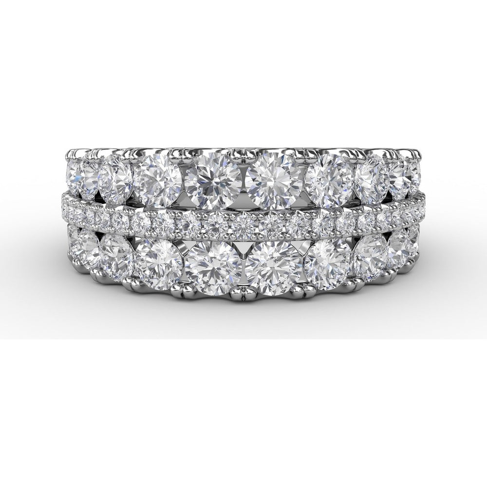 Triple-Row Round Diamond Band with Prong and Pavé Setting by Fana - 1.99 Carat Total Diamond Weight