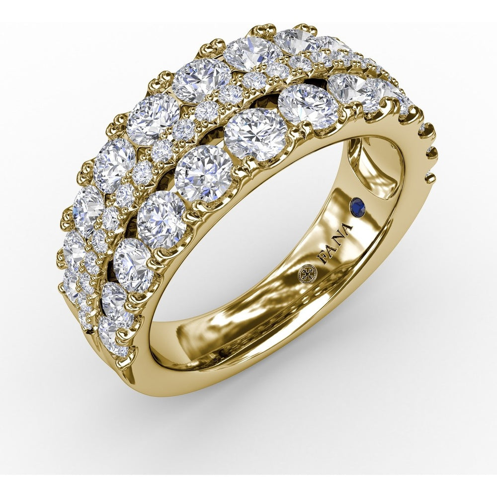 Triple-Row Round Diamond Band with Prong and Pavé Setting by Fana - 1.99 Carat Total Diamond Weight