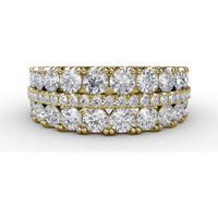 Triple-Row Round Diamond Band with Prong and Pavé Setting by Fana - 1.99 Carat Total Diamond Weight