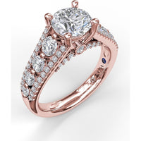 Triple Row Split Shank Diamond Engagement Ring Setting by Fana - 0.89 Carat Total Diamond Weight