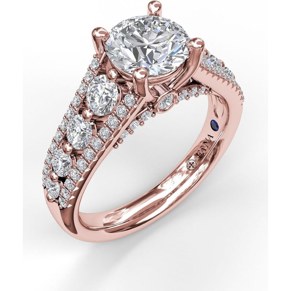Triple Row Split Shank Diamond Engagement Ring Setting by Fana - 0.89 Carat Total Diamond Weight