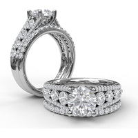 Triple Row Split Shank Diamond Engagement Ring Setting by Fana - 0.89 Carat Total Diamond Weight
