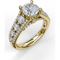 Triple Row Split Shank Diamond Engagement Ring Setting by Fana - 0.89 Carat Total Diamond Weight