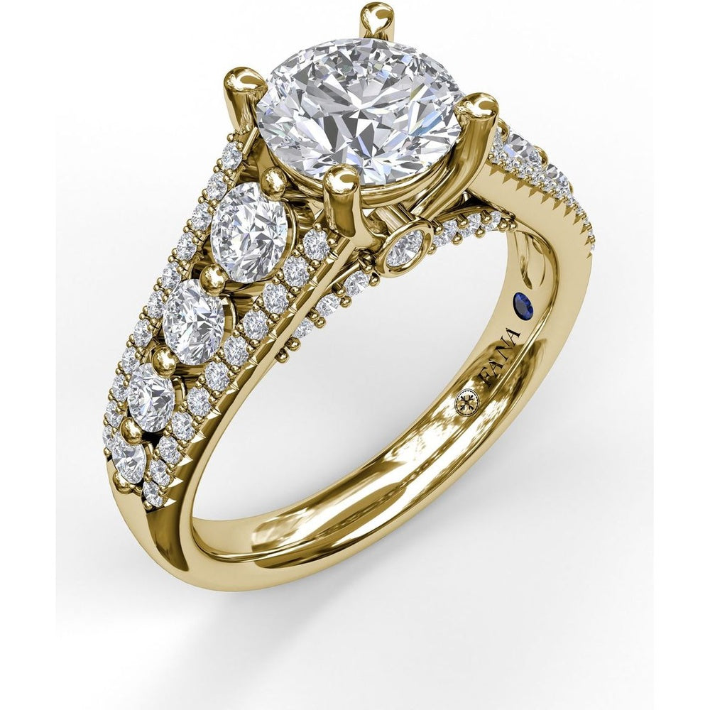 Triple Row Split Shank Diamond Engagement Ring Setting by Fana - 0.89 Carat Total Diamond Weight
