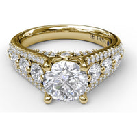 Triple Row Split Shank Diamond Engagement Ring Setting by Fana - 0.89 Carat Total Diamond Weight