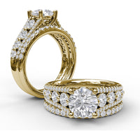 Triple Row Split Shank Diamond Engagement Ring Setting by Fana - 0.89 Carat Total Diamond Weight