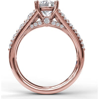 Triple Row Split Shank Diamond Engagement Ring Setting by Fana - 0.89 Carat Total Diamond Weight