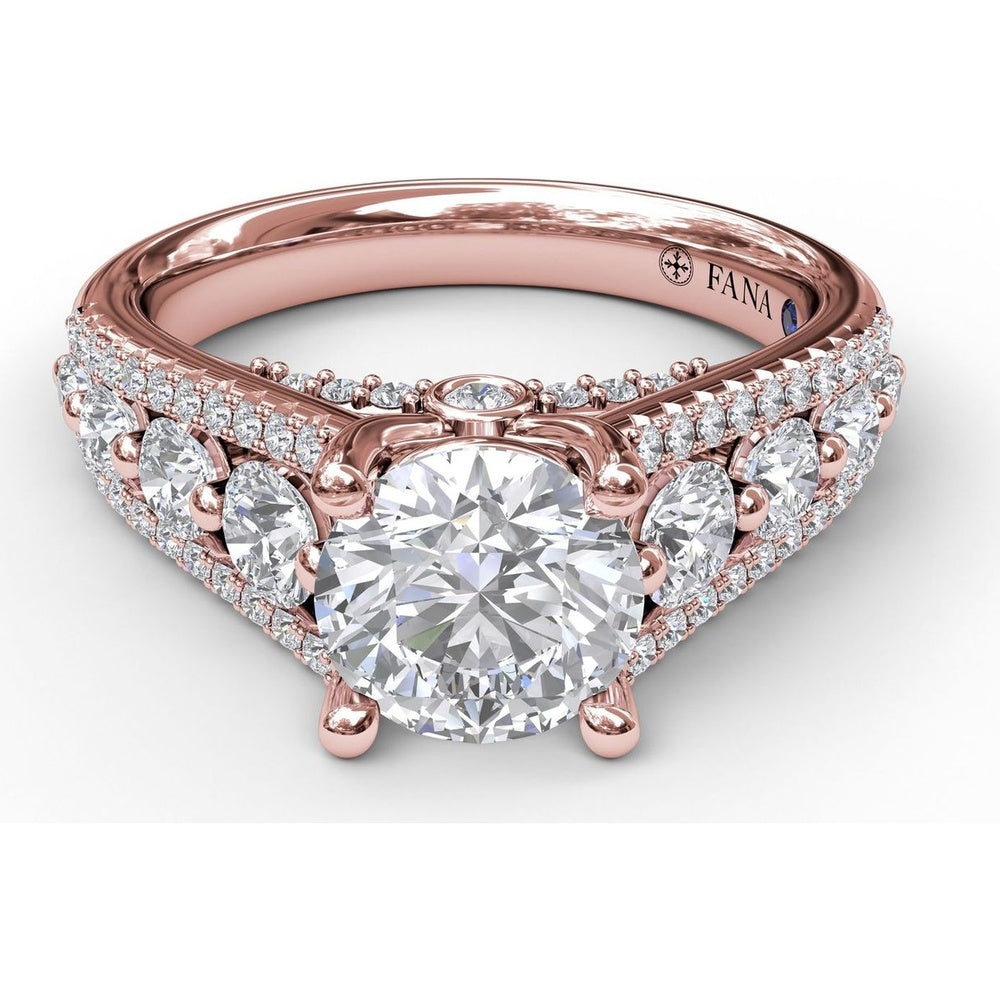 Triple Row Split Shank Diamond Engagement Ring Setting by Fana - 0.89 Carat Total Diamond Weight