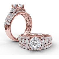 Triple Row Split Shank Diamond Engagement Ring Setting by Fana - 0.89 Carat Total Diamond Weight