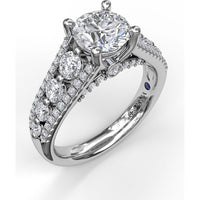 Triple Row Split Shank Diamond Engagement Ring Setting by Fana - 0.89 Carat Total Diamond Weight