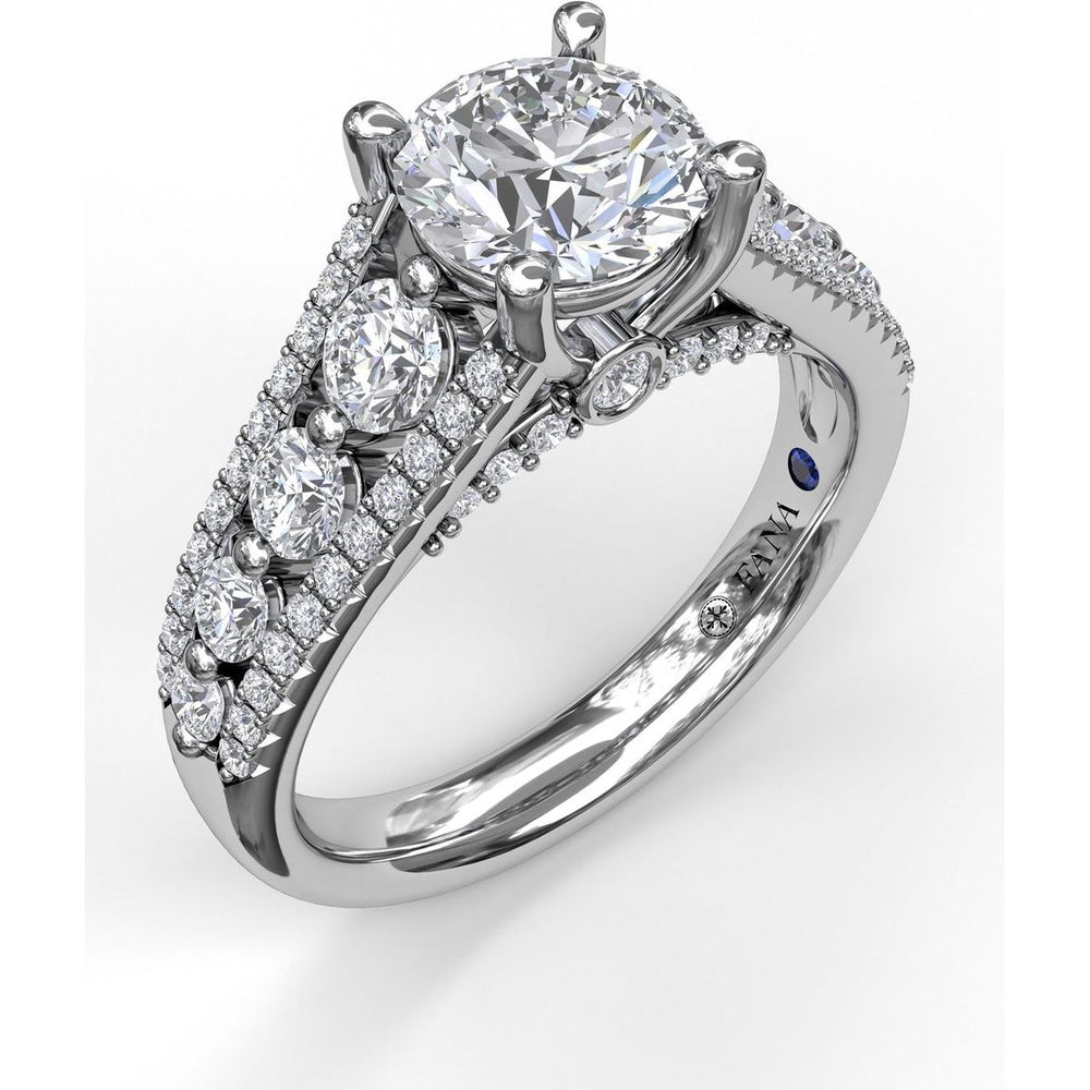 Triple Row Split Shank Diamond Engagement Ring Setting by Fana - 0.89 Carat Total Diamond Weight