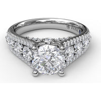 Triple Row Split Shank Diamond Engagement Ring Setting by Fana - 0.89 Carat Total Diamond Weight