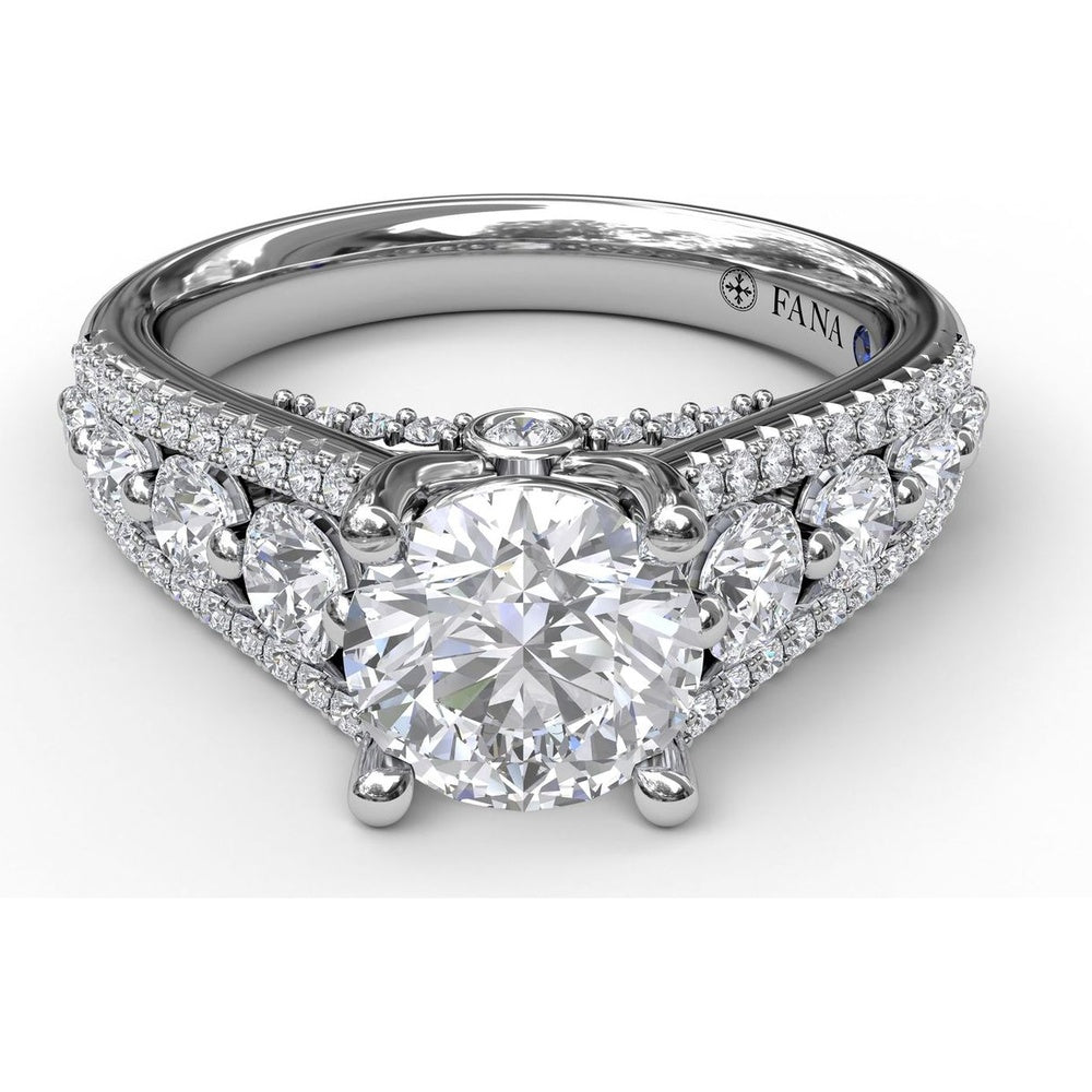 Triple Row Split Shank Diamond Engagement Ring Setting by Fana - 0.89 Carat Total Diamond Weight