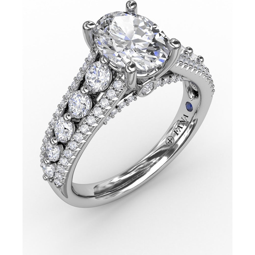 Triple-Row Split Shank Engagement Ring Setting with Bead-Set Round Diamonds by Fana - 0.84 Carat Total Diamond Weight