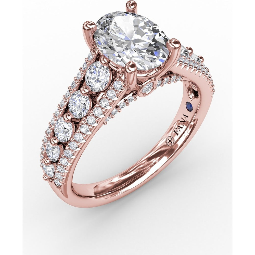 Triple-Row Split Shank Engagement Ring Setting with Bead-Set Round Diamonds by Fana - 0.84 Carat Total Diamond Weight