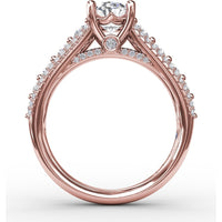 Triple-Row Split Shank Engagement Ring Setting with Bead-Set Round Diamonds by Fana - 0.84 Carat Total Diamond Weight