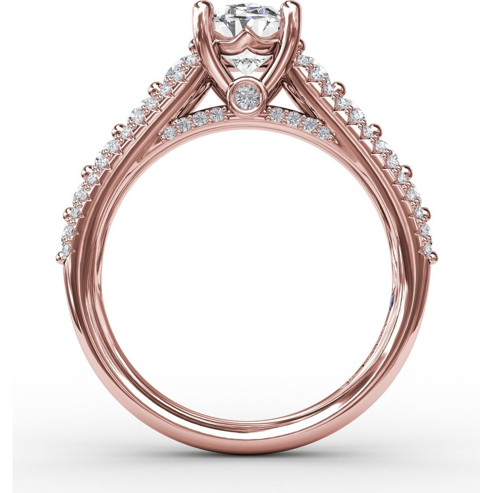 Triple-Row Split Shank Engagement Ring Setting with Bead-Set Round Diamonds by Fana - 0.84 Carat Total Diamond Weight