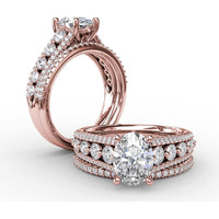 Triple-Row Split Shank Engagement Ring Setting with Bead-Set Round Diamonds by Fana - 0.84 Carat Total Diamond Weight