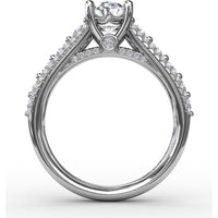 Triple-Row Split Shank Engagement Ring Setting with Bead-Set Round Diamonds by Fana - 0.84 Carat Total Diamond Weight