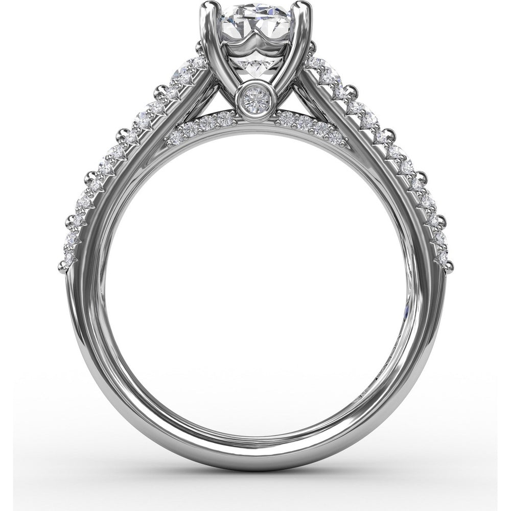 Triple-Row Split Shank Engagement Ring Setting with Bead-Set Round Diamonds by Fana - 0.84 Carat Total Diamond Weight