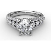 Triple-Row Split Shank Engagement Ring Setting with Bead-Set Round Diamonds by Fana - 0.84 Carat Total Diamond Weight