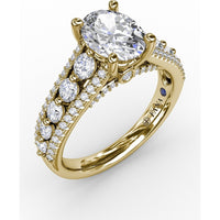 Triple-Row Split Shank Engagement Ring Setting with Bead-Set Round Diamonds by Fana - 0.84 Carat Total Diamond Weight