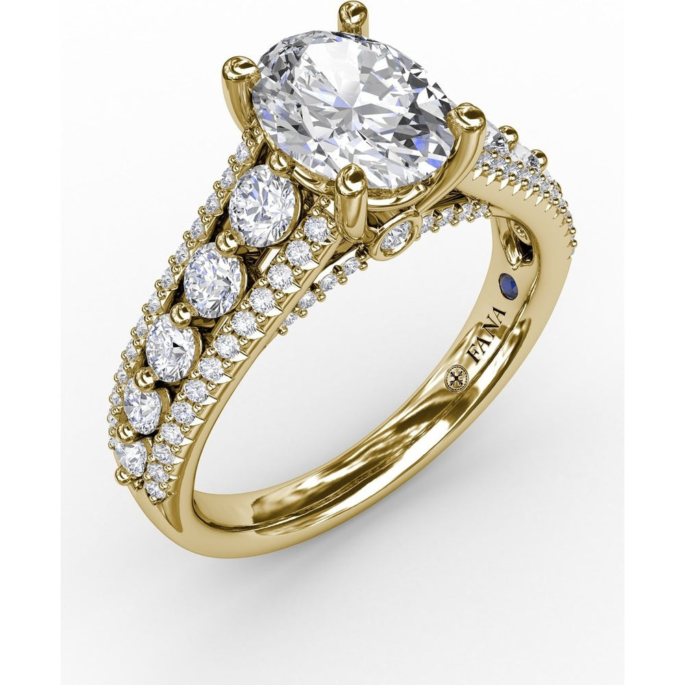 Triple-Row Split Shank Engagement Ring Setting with Bead-Set Round Diamonds by Fana - 0.84 Carat Total Diamond Weight