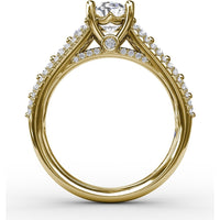 Triple-Row Split Shank Engagement Ring Setting with Bead-Set Round Diamonds by Fana - 0.84 Carat Total Diamond Weight