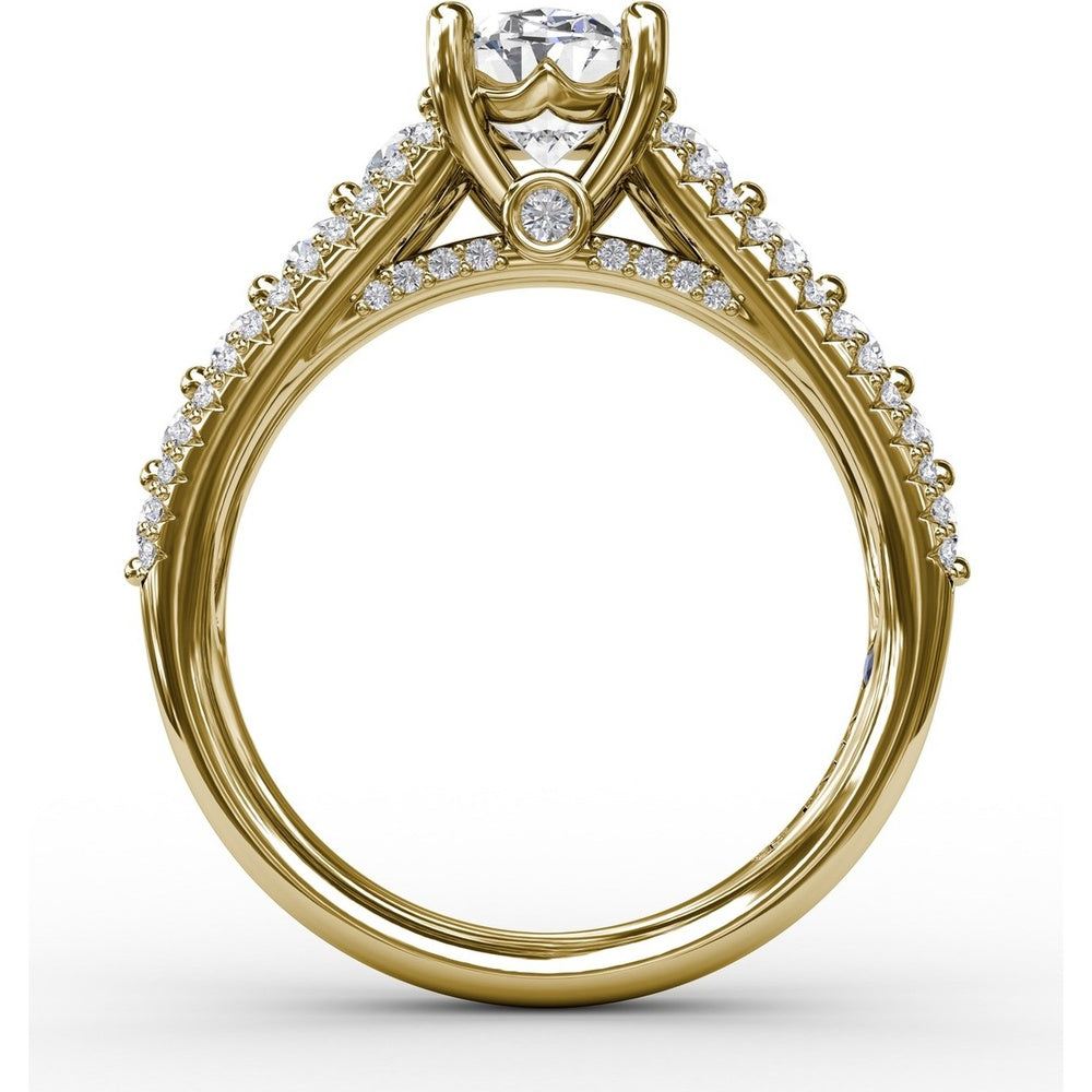 Triple-Row Split Shank Engagement Ring Setting with Bead-Set Round Diamonds by Fana - 0.84 Carat Total Diamond Weight
