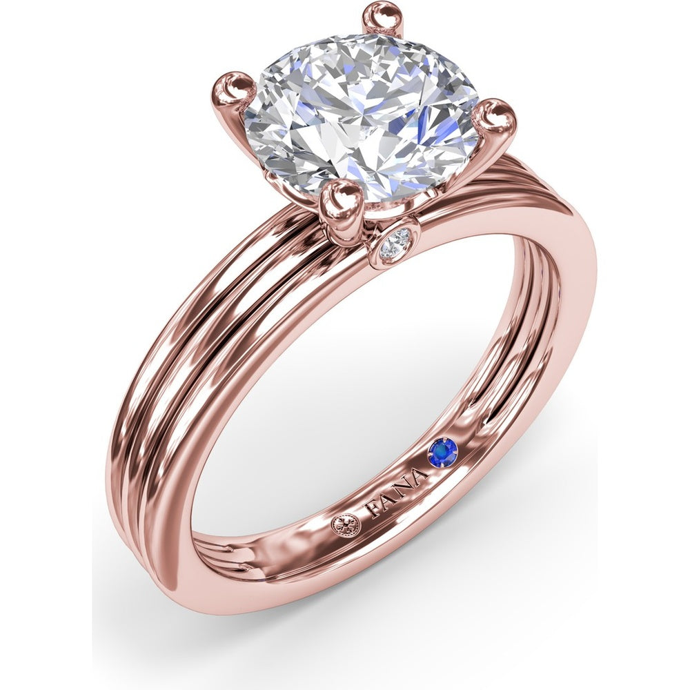 Triple-Row Split Shank Engagement Ring Setting with Round Diamond Accent and Hidden Sapphire by Fana - 0.02 Carat Total Diamond Weight