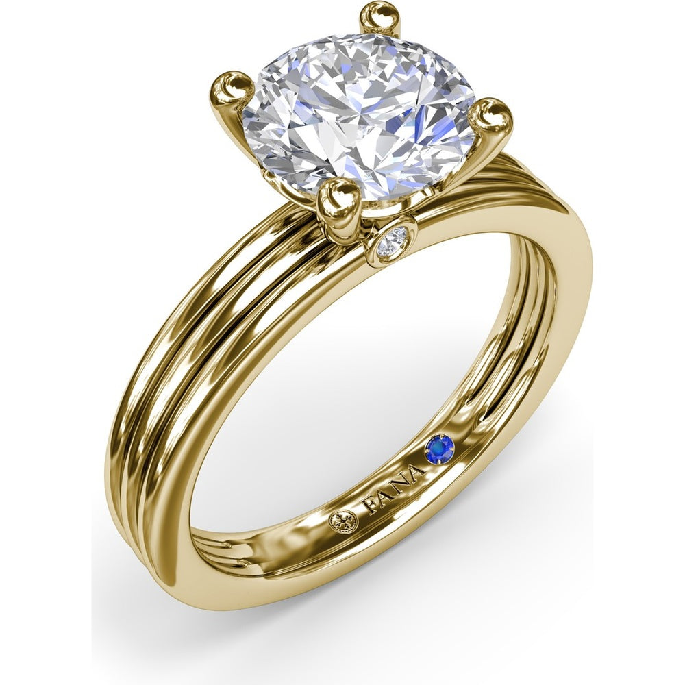 Triple-Row Split Shank Engagement Ring Setting with Round Diamond Accent and Hidden Sapphire by Fana - 0.02 Carat Total Diamond Weight