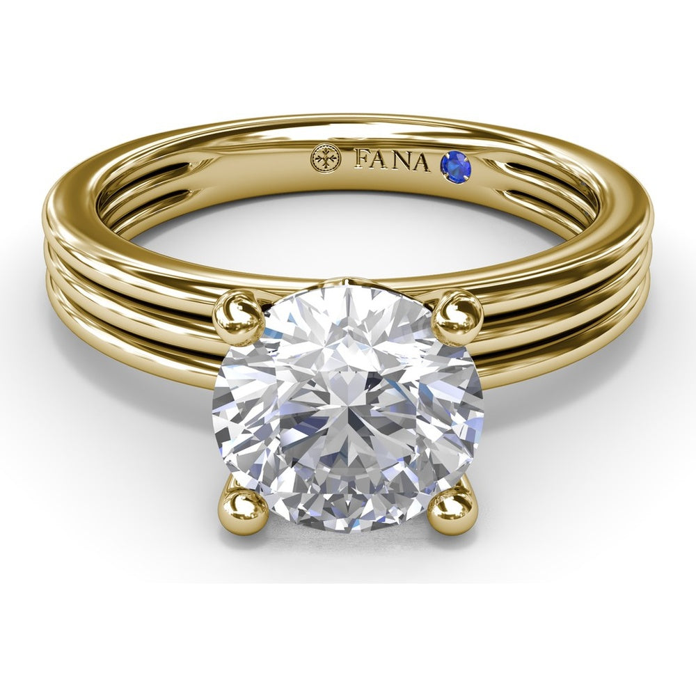 Triple-Row Split Shank Engagement Ring Setting with Round Diamond Accent and Hidden Sapphire by Fana - 0.02 Carat Total Diamond Weight