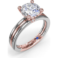 Triple-Row Split Shank Engagement Ring Setting with Round Diamond Accent and Hidden Sapphire by Fana - 0.02 Carat Total Diamond Weight