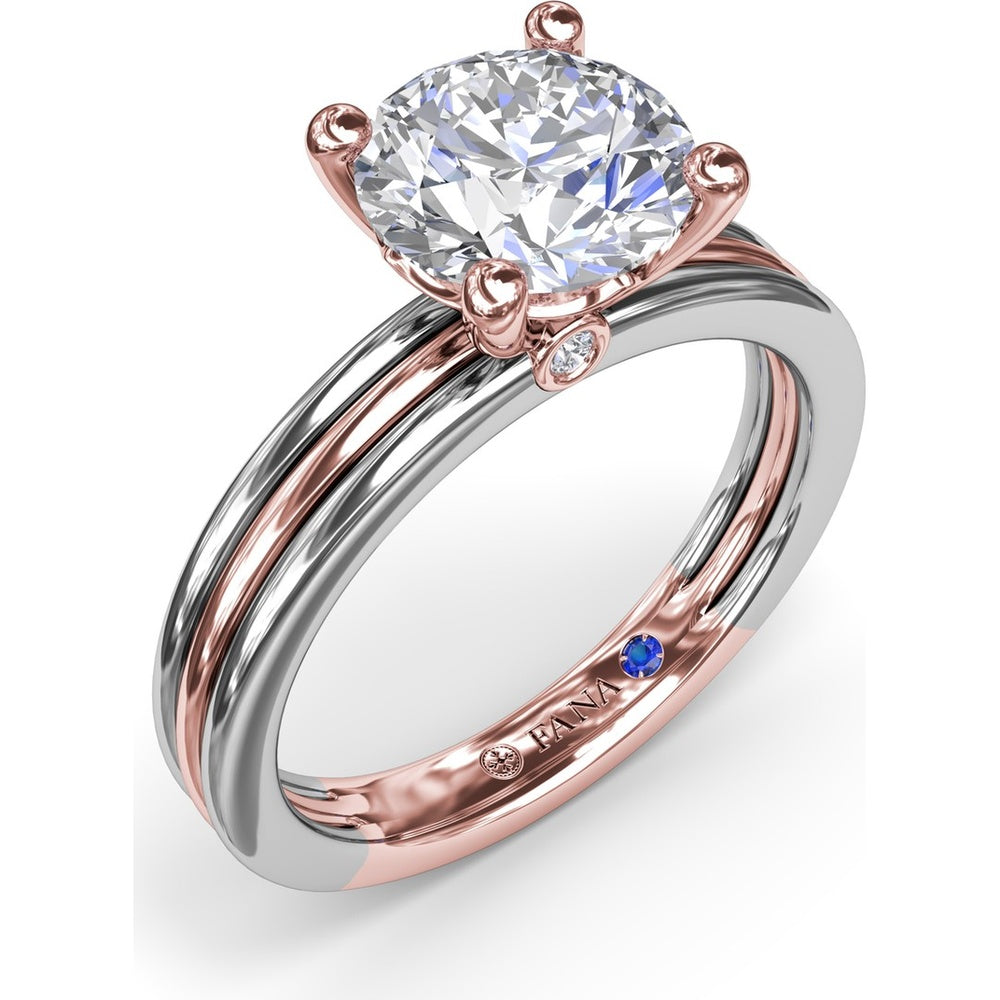 Triple-Row Split Shank Engagement Ring Setting with Round Diamond Accent and Hidden Sapphire by Fana - 0.02 Carat Total Diamond Weight