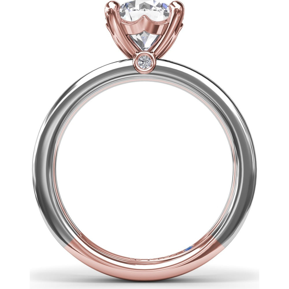 Triple-Row Split Shank Engagement Ring Setting with Round Diamond Accent and Hidden Sapphire by Fana - 0.02 Carat Total Diamond Weight