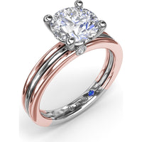 Triple-Row Split Shank Engagement Ring Setting with Round Diamond Accent and Hidden Sapphire by Fana - 0.02 Carat Total Diamond Weight