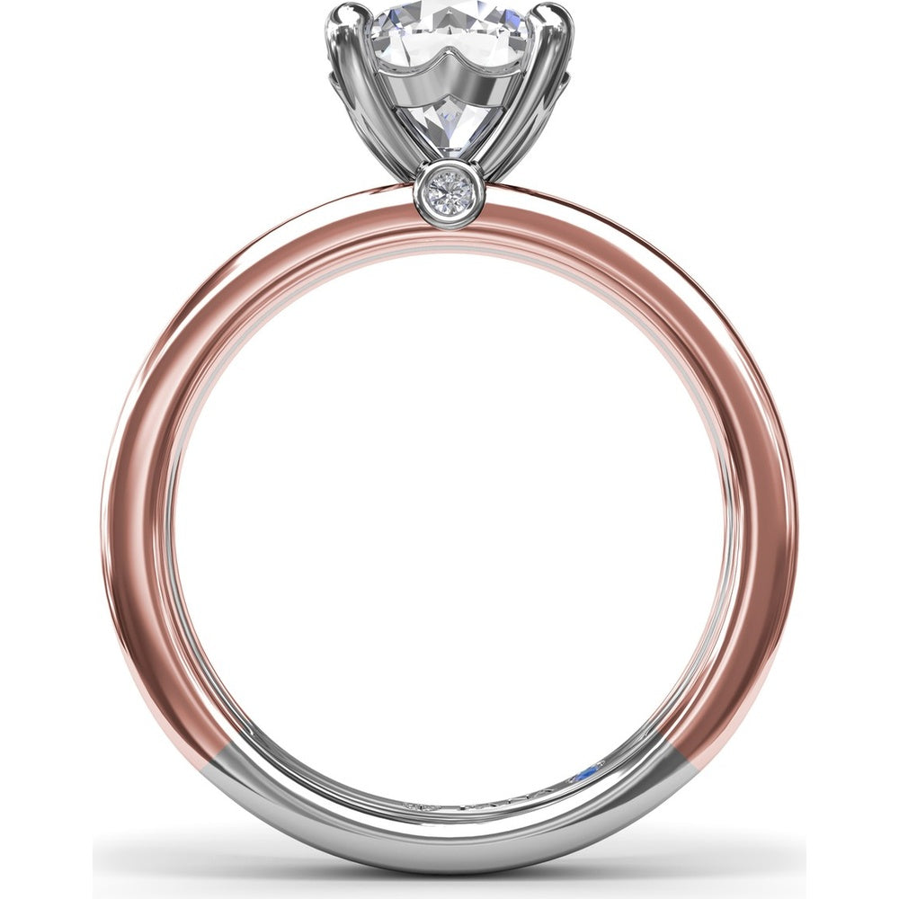 Triple-Row Split Shank Engagement Ring Setting with Round Diamond Accent and Hidden Sapphire by Fana - 0.02 Carat Total Diamond Weight