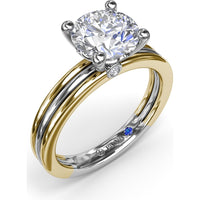 Triple-Row Split Shank Engagement Ring Setting with Round Diamond Accent and Hidden Sapphire by Fana - 0.02 Carat Total Diamond Weight