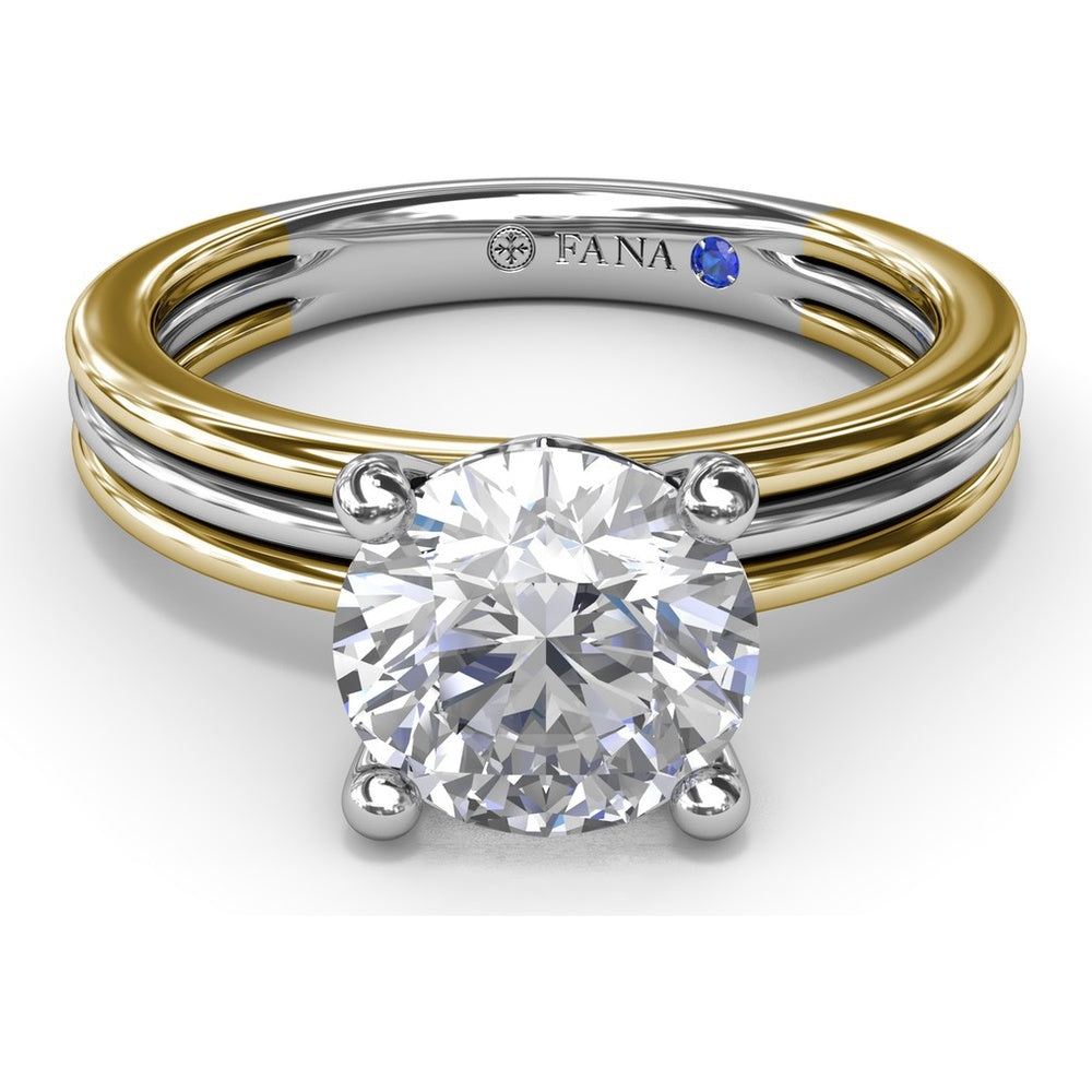 Triple-Row Split Shank Engagement Ring Setting with Round Diamond Accent and Hidden Sapphire by Fana - 0.02 Carat Total Diamond Weight