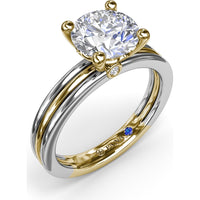 Triple-Row Split Shank Engagement Ring Setting with Round Diamond Accent and Hidden Sapphire by Fana - 0.02 Carat Total Diamond Weight